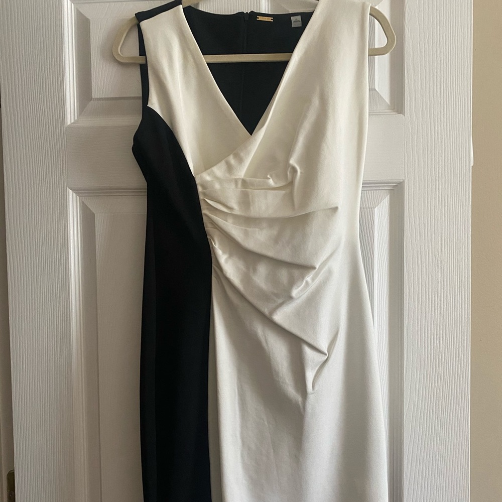 T Tahari women’s black and white work dress